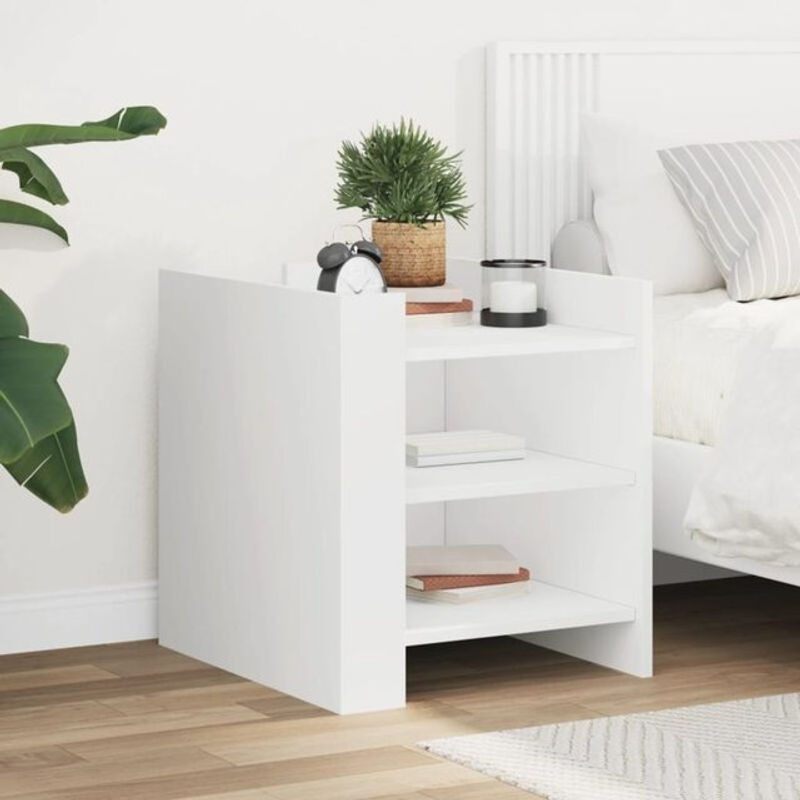 Minimalistischer Nachttisch aus Holzwerkstoff von Vidaxl in Weiß, B/T/H: 50 x 50 x 45 cm - Bild 1