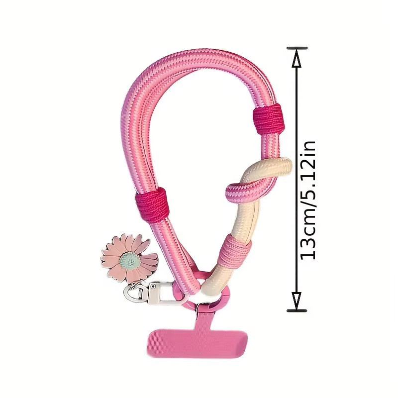 2-in-1 Telefon-Lanyard mit 3D-Blumen-Design und Handschlaufe in Pink - Bild 4
