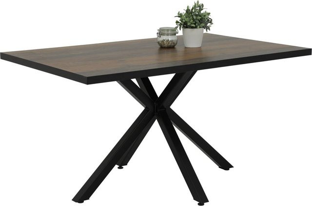 Esstisch Hela CLEO in Eiche Old Wood Nachbildung mit schwarz pulverbeschichtetem Gestell, B/H/T: 140 x 76 x 90 cm - Bild 1
