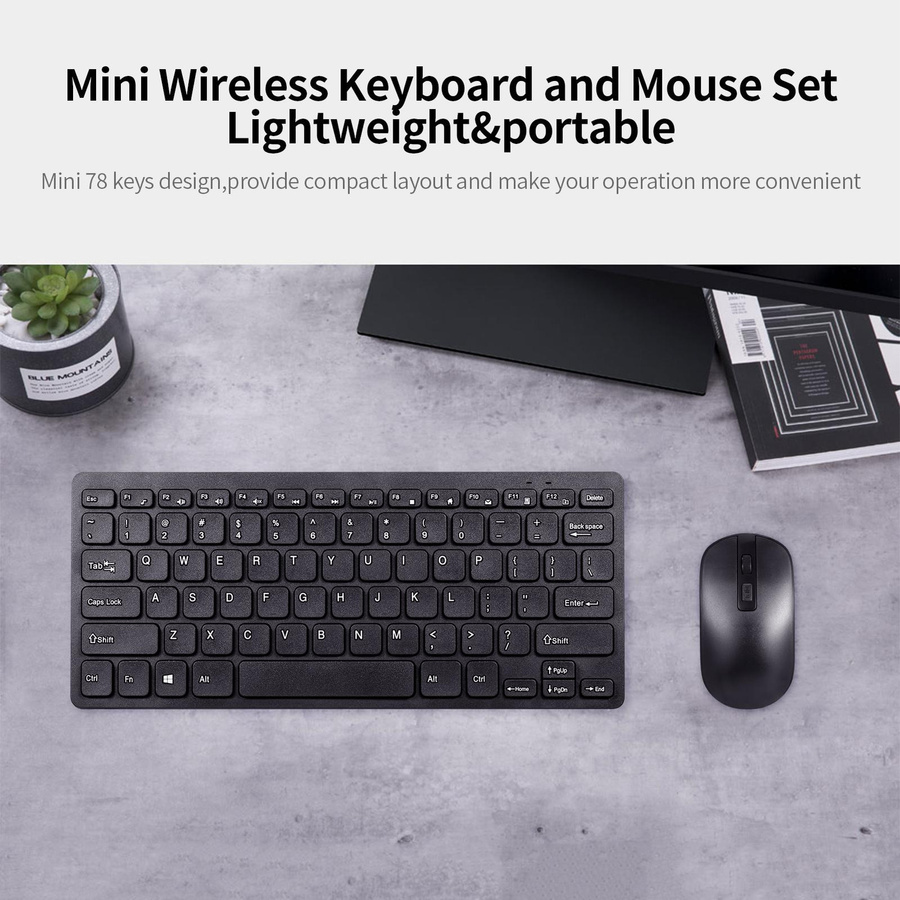 Koogeelife KM901 Tastatur-Maus-Set, kabellose 2,4 GHz Kombination, Mini-Tastatur mit 78 Tasten und Maus, Schwarz - Bild 4