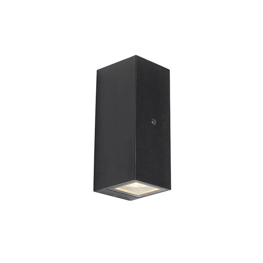 QAZQA Baleno II Wandleuchte Schwarz aus Aluminium und Glas mit Dämmerungssensor und Up-Down-Licht für den Außenbereich IP44 - Bild 2