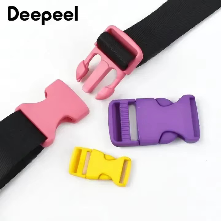 Deepeel 10er Set Kunststoff Schnallen für Rucksäcke und Gürtel, Breite: 1,5-3,0 cm, Farben: Beige und Mehrfarbig - Bild 3