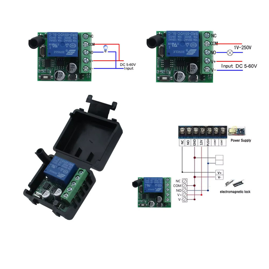 QIACHIP Drahtloses RF-Fernbedienungs-Relais-Modul Set mit Sender und Empfänger 433,92 MHz für DC 5 V-60 V - Bild 4
