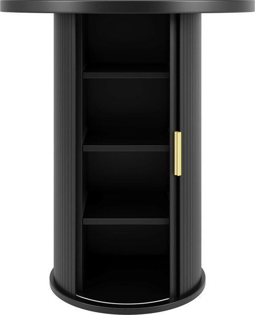 okwish Bartisch mit Stauraum und Schiebetüren aus MDF in Schwarz Matt, B/T/H: 60 x 60 x 91,6 cm - Bild 1
