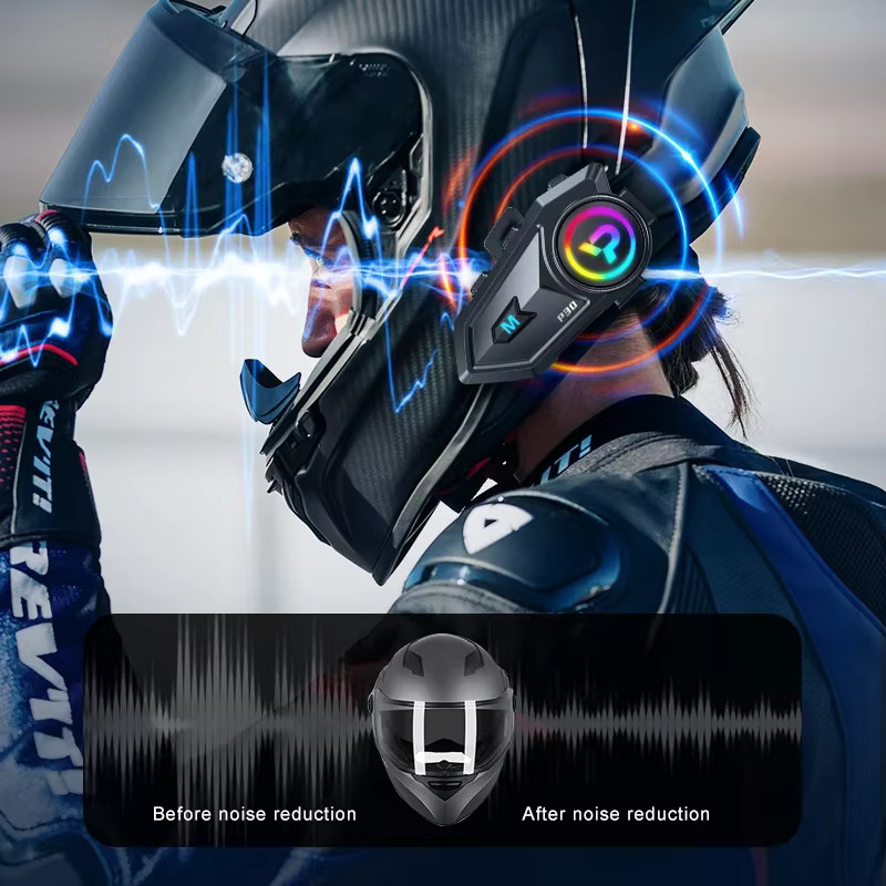 Kebidumei P30 Motorradhelm-Gegensprechanlage mit Bluetooth 6.0, wasserdichtes Bluetooth-Headset in Schwarz mit 300 m Reichweite - Bild 5