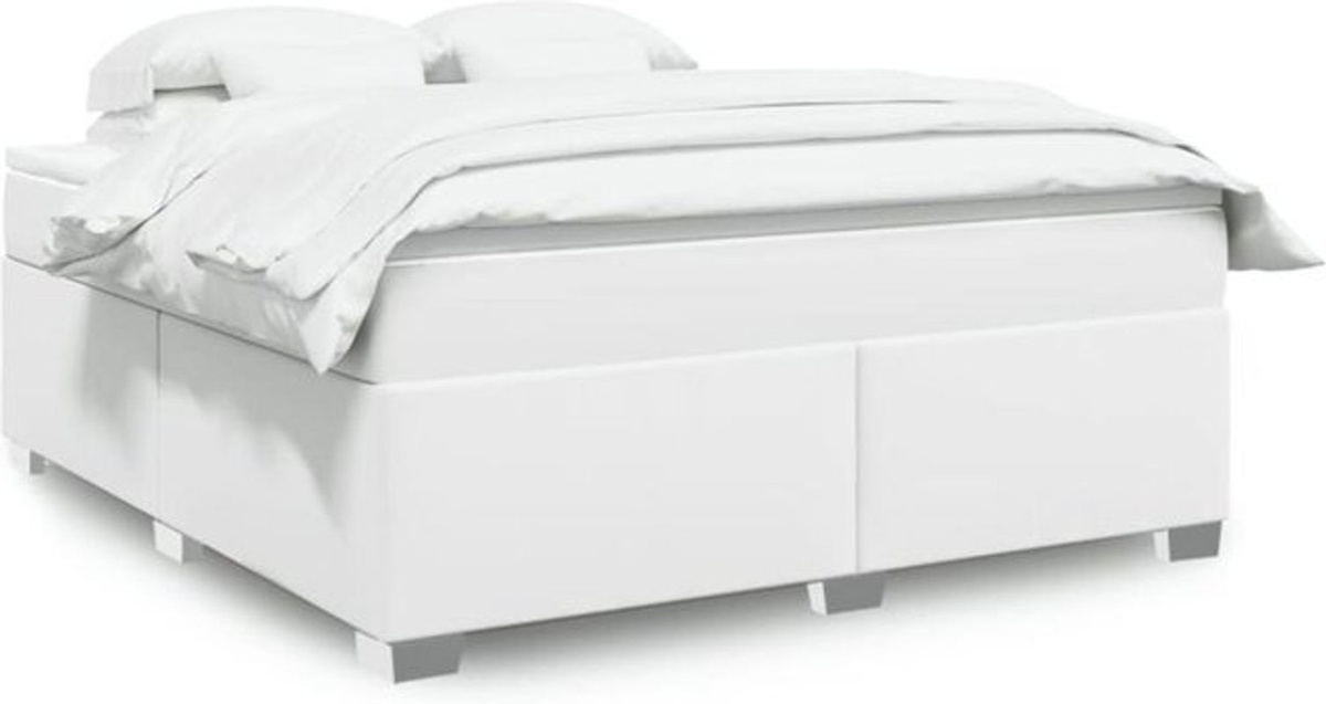 Vidaxl Boxspringbett mit Matratze in Weiß aus Kunstleder und Holzwerkstoff B/T: 180 x 200 cm - Bild 1