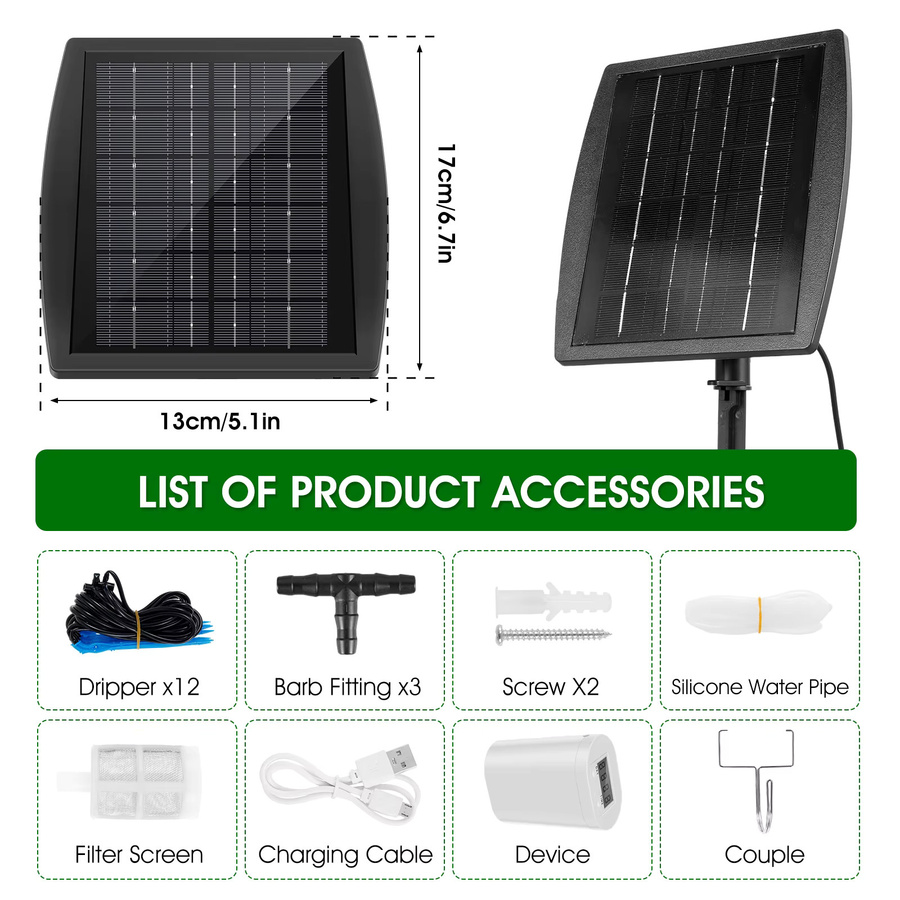 Solar-Bewässerungskit mit Timer und Emitters in Schwarz, IP67 wasserdicht und solarbetrieben - Bild 5