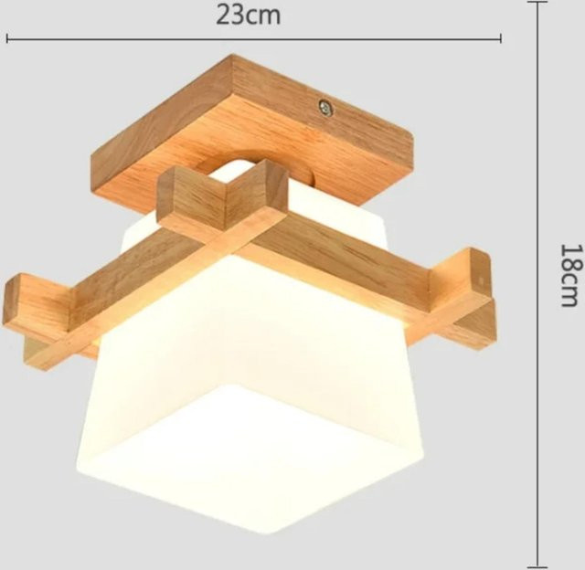Elegant Living House Holz-Tatami-Glas-Deckenleuchte in Beige und Weiß mit E27 Fassung - Bild 1