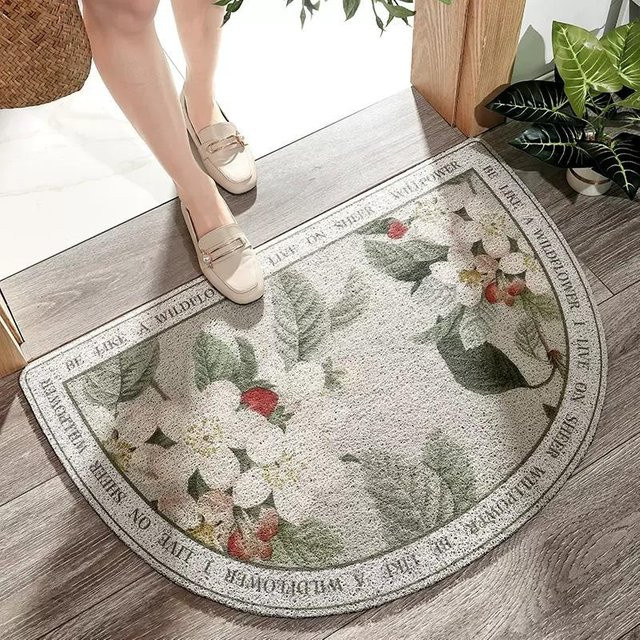 Nordische halbkreisförmige Fußmatte aus PVC für den Hauseingang, schmutzabweisend und rutschfest, Mehrfarbig, B/T: 120 x 80 cm - Bild 1
