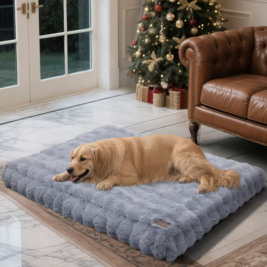 BORWART Ultra-Plüsch Hundebett aus Mikrofaser in Beige mit abnehmbarem Bezug - Bild 4