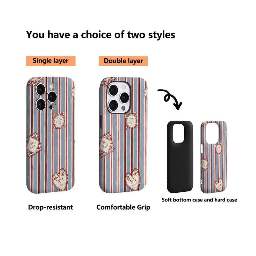 Bookish Handyhülle mit gestreiftem Design für Apple iPhone 17 16 15 14 13 12 11 Pro Max Plus in Multicolour mit doppelschichtiger Rückseite - Bild 2