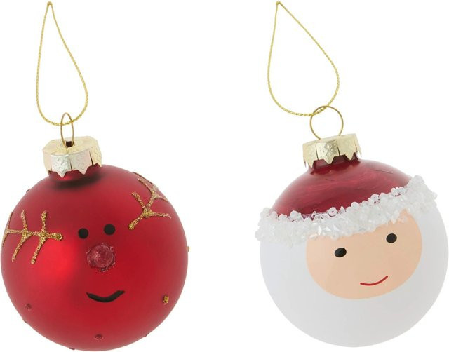 Mömax Christbaumanhänger Figures 2-teilig in Weiß und Dunkelrot mit Rentier und Weihnachtsmann - Bild 1