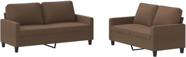 vidaXL 2-teilige Sofagarnitur aus Stoff in Braun mit Kissen für Wohnzimmer und Garten - Bild 1