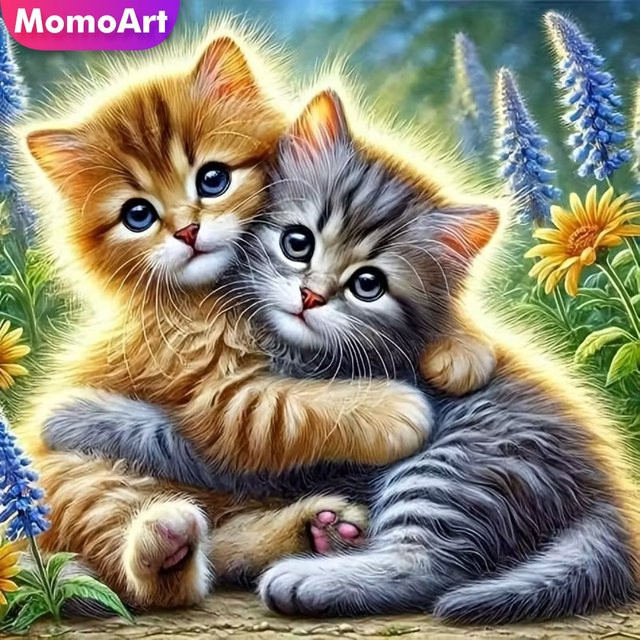 MomoArt Diamantmalerei Katze DIY Acryl Bastelset als Diamantmosaik in Multicolour - Bild 1