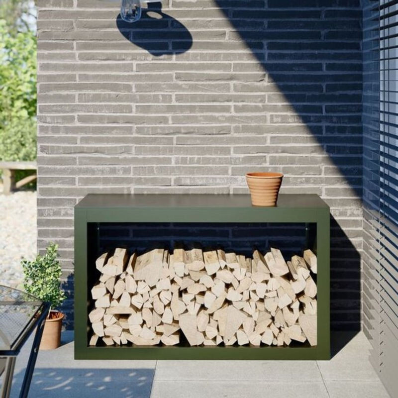 Brennholzregal aus Stahl in Grün von Vidaxl, B/T/H: 100 x 40 x 60 cm - Bild 1