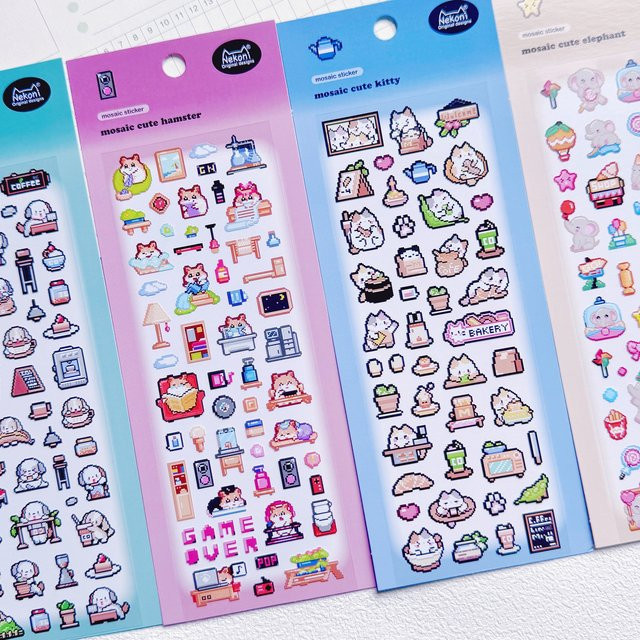 NEKONI Mosaik Tier Aufkleber Set in Multicolour für Scrapbooking und DIY Journaling - Bild 1