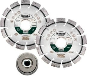 Metabo Diamanttrennscheibe Set für Beton und Stein, Farbe Silber, Durchmesser: 115 mm, Bohrungs-Ø: 22,23 mm, inklusive 2x Diamanttrennscheibe UP und 1x Quickspannmutter M 14 - Bild 1