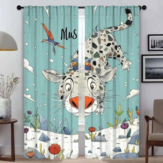 Verdunkelungsvorhänge Makro Wald Design für Wohnzimmer und Raumteiler, 2 Paneele, Farbe: Weiß, Breite: 50 cm, Höhe: 70 cm - Bild 1