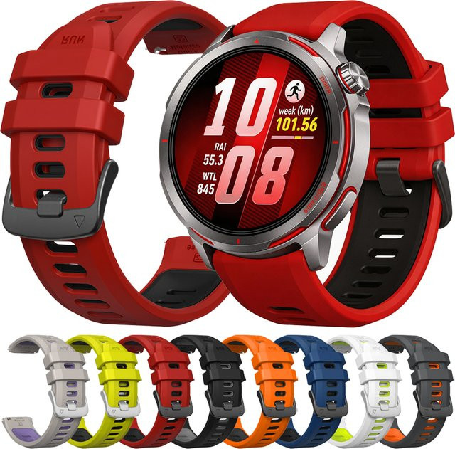 Huawei Uhrenarmband Silikon, 22mm, rot, Unisex - Bild 1