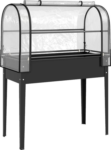 Outsunny Hochbeet mit Gewächshaus-Aufsatz und Rollen in Schwarz, B/T/H: 100 x 49 x 136 cm - Bild 1