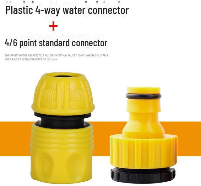Trowel & Seed Wasserrohr-Verbindungsset aus Kunststoff in Gelb mit 4- und 6-Punkt-Standardanschluss für Autowäsche und Wasserhähne - Bild 1
