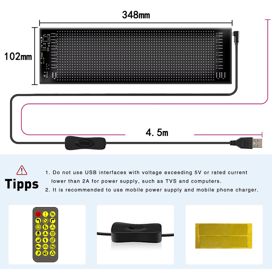 Flexibles LED AD Display als ultradünnes RGB-Werbeschild für Shop und Auto in Schwarz und Multicolour - Bild 2