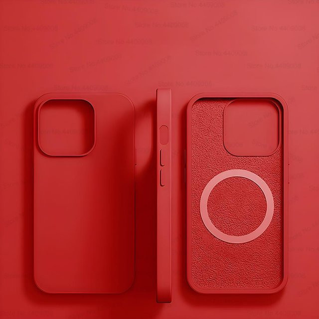 Original Flüssigsilikon-Magnethülle für Apple iPhone 11 12 13 14 15 Pro Max und 15 Plus mit MagSafe Unterstützung in Rot - Bild 1