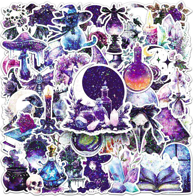 Rspctou Laser Kühlen Magie Hexe Cartoon Aufkleber, multicolor, 10-teiliges Set - Bild 1
