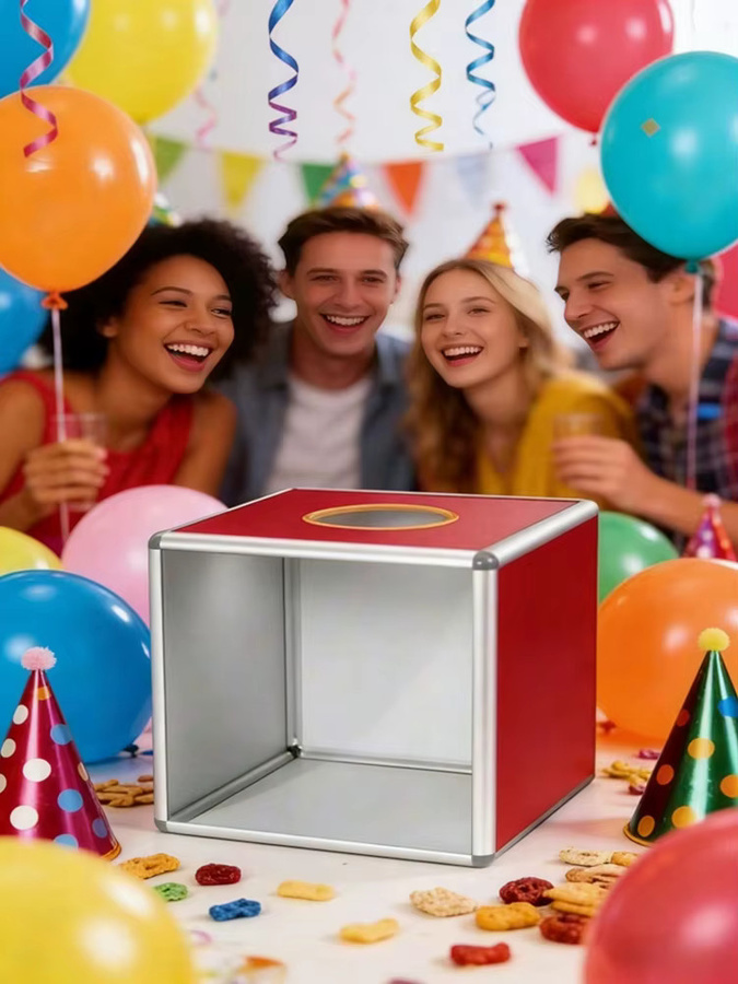 Rote Glücksbox aus Kunststoff für Partys und Spendenaktionen, 20 cm - Bild 4