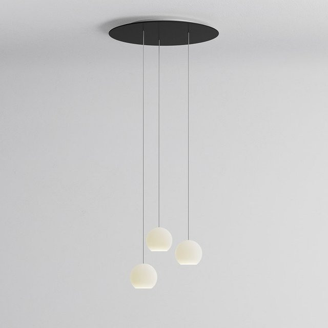KOMOT KOS Trio S LED-Pendelleuchte mit rundem Baldachin, Schwarz matt, Opalglas und Tunable White (2200K - 4200K) - Bild 1