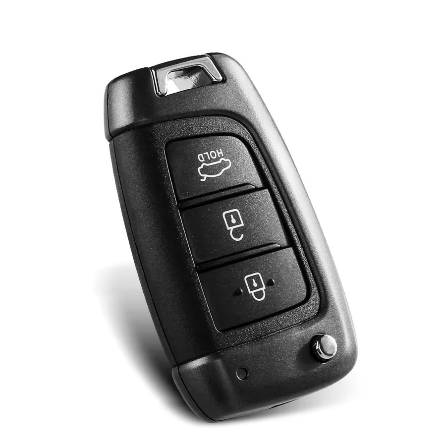 KEYYOU Auto Schlüssel Hülle Flip Fernbedienung Shell für Hyundai Accent Elantra Kona Santa Fe Tucson Veloster, Schwarz - Bild 2