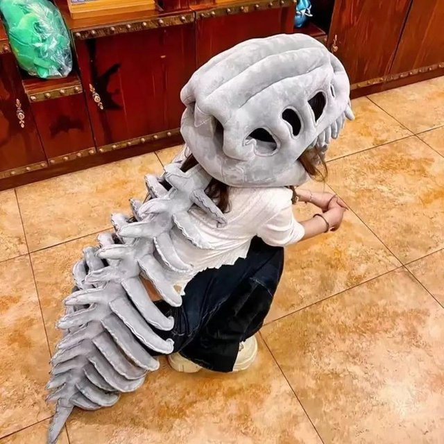 Yiran toy Dinosaurierknochen Plüschkostüm Kapuzenmaske, ab 14 Jahre, Unisex - Bild 1