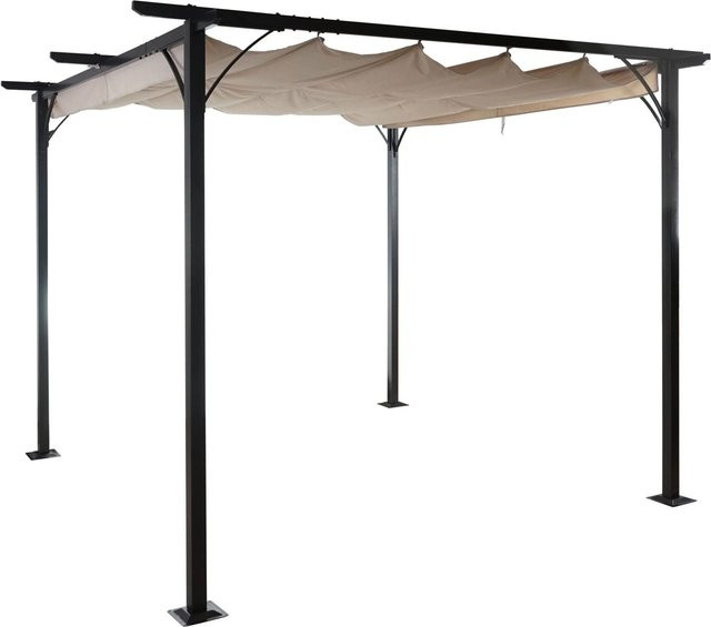 BERLINLODGE Garten Pavillon Pergola mit Schiebedach in Creme, H x B x T: 232 x 350 x 350 cm - Bild 1