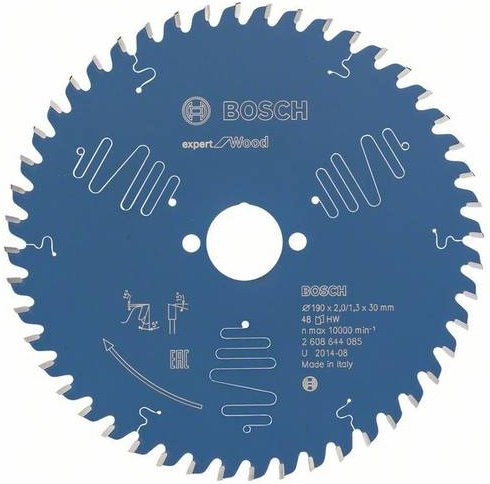 Bosch Expert for Wood Kreissägeblatt mit Carbide-Spitzen, Durchmesser: 190 mm, Bohrung: 30 mm, Zähneanzahl: 48, Farbe: Blau - Bild 1
