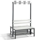 C+P Garderobenbank Basic doppelseitig mit Schuhrost und Haken, Schwarzgrau/Lichtgrau, H: 165,0 cm, B: 100,0 cm, T: 75,6 cm - Bild 1