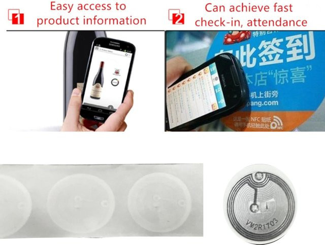 10 Stück HACHANLUN NFC Aufkleber UID Block 0 veränderbar, rund, Durchmesser: 25 mm, 13,56 MHz ISO 14443A, Farbe: Weiß - Bild 1