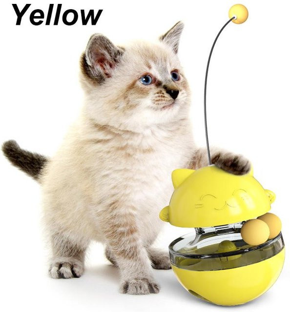 Love Home Garden Katzenstab Katzenspielzeug Tumbler Futterleckball, gelb - Bild 1