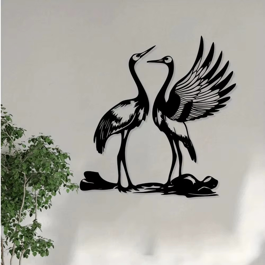 CIFBUY Schwanen-Wandkunst aus schwarzem Aluminium für Wohnzimmer, Schlafzimmer und Gartenzaun - Bild 2