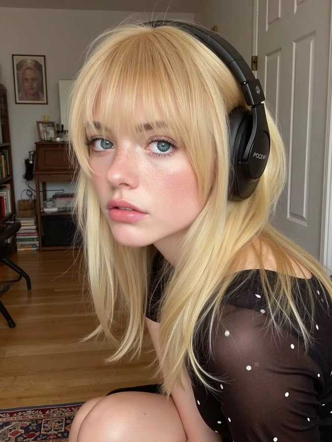 HAIRCUBE Haarteile Fransen-Pony aus blondem Remy-Echthaar, Damen - Bild 4
