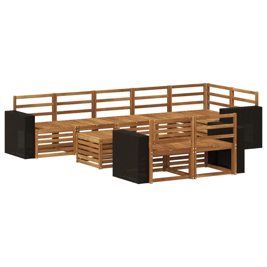 vidaXL Sofagarnitur aus Massivholz Akazie in Braun mit modernem Latten-Design und reversiblen Polstern - Bild 2