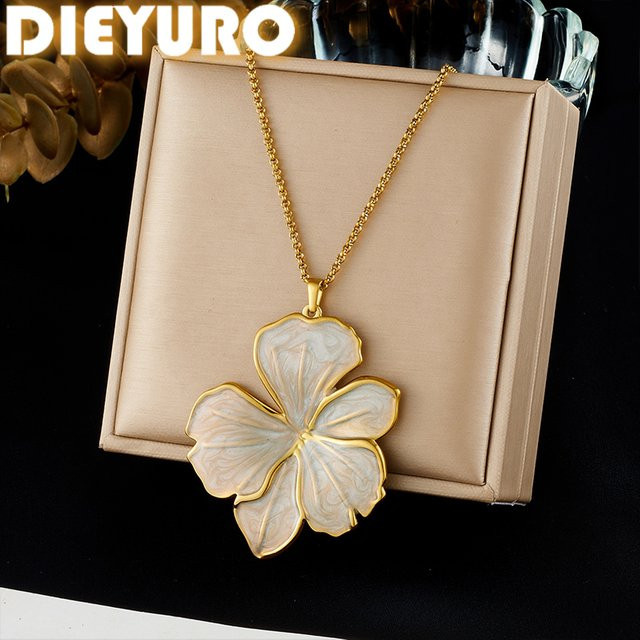 DIEYURO Halskette Edelstahl, Blumenanhänger, Gold, Damen - Bild 1