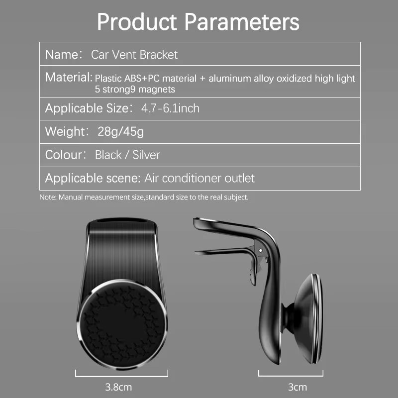 Magnetischer Autotelefonhalter für Lüftungsschlitze in Schwarz mit 360-Grad-Drehung für iPhone und Samsung - Bild 6