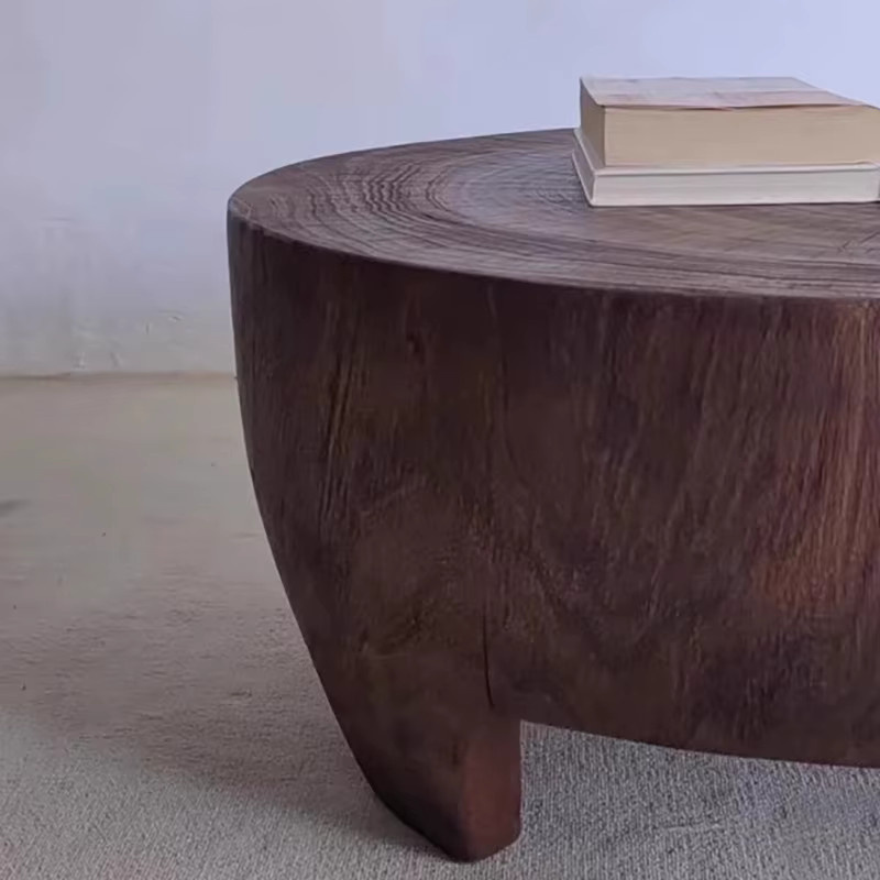 ZUIYU Couchtisch im Nordic Modern Design aus Holz, Rund, Braun, B/T/H: 40 x 40 x 35 cm - Bild 3