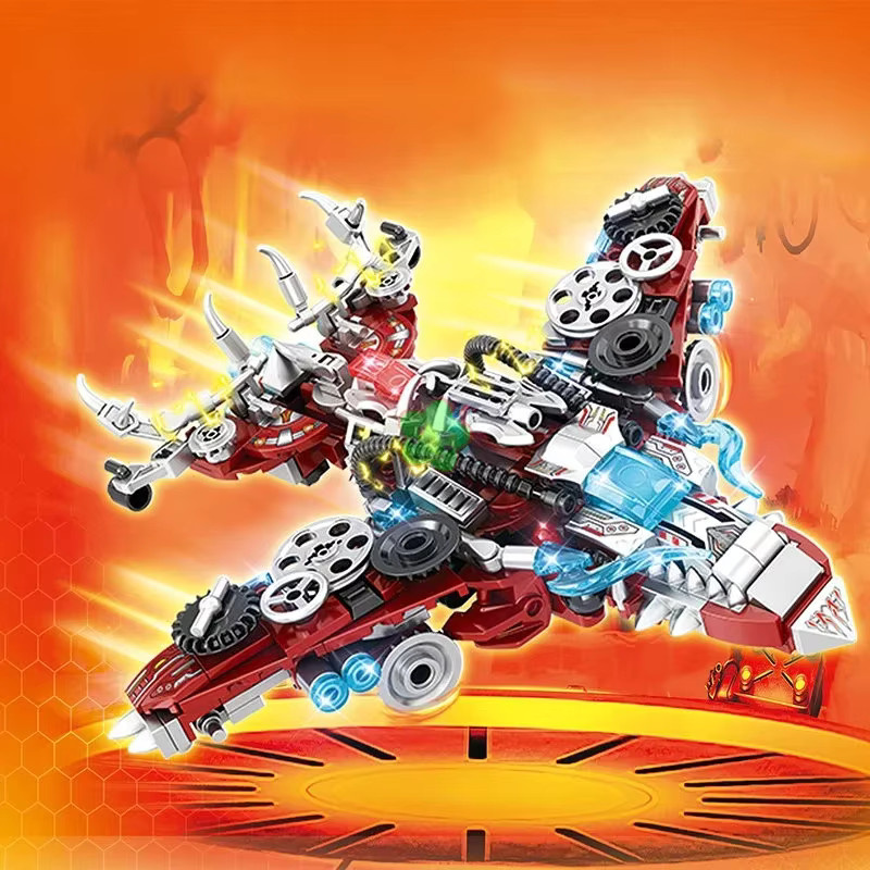 Wishiot 2in1 Mechanische Dinosaurier und Kampfflugzeug Bausteine Set, 422 Teile, Kreatives MOC Montage Spielzeug für Jungen, Mehrfarbig - Bild 2
