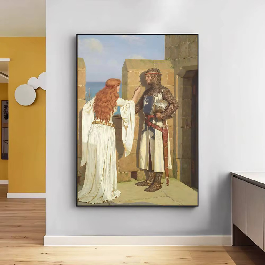 Wasserfester Wandaufkleber Die Accolade von Edmund Blair Leighton als Whitepaper Poster in Multicolor, Rechteckig - Bild 4