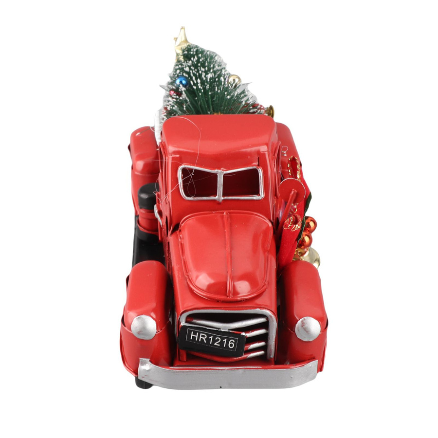KONNWEI Weihnachtsdekoration Vintage Roter Metall Pickup-Truck mit Kiefernbaum-Modell als rustikale Tischdekoration - Bild 2