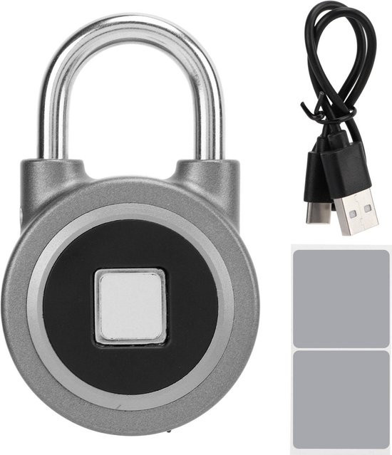 GoolRC Fingerabdruck Vorhängeschloss mit USB-Aufladung und Fernautorisierung in Grau - Bild 1
