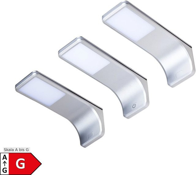 3er Set LED Unterbauleuchten in Silber-Grau für Küchen und Arbeitsbereiche mit Touch-Schalter - Bild 1