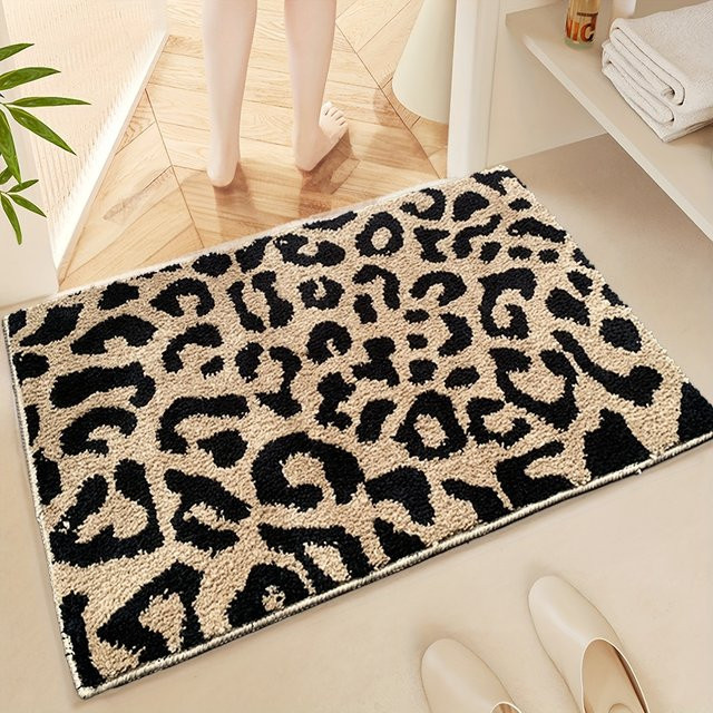 VIKAMA Vintage-Teppich mit Leopardenmuster in Beige, Rechteckig, Breite: 60 cm, Tiefe: 40 cm - Bild 1