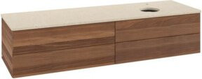 V&B Waschtischunterschrank Antao mit Frontstruktur und Beleuchtung, Farbe: Weiß, B: 160 cm, T: 50 cm - Bild 1